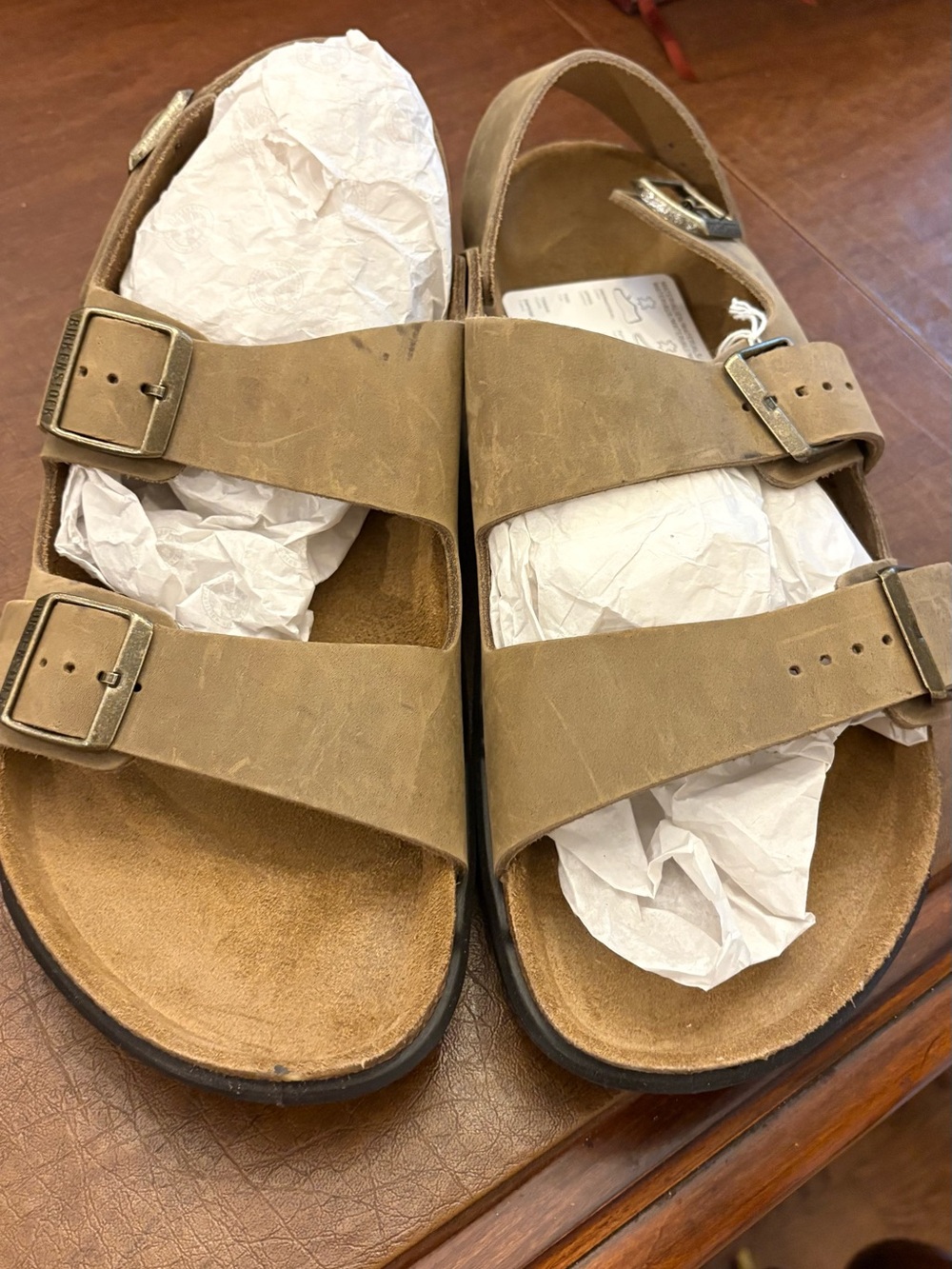 NWT! Men's Birkenstock Milano CT Double-Buckle Leather Slide Sandals. Size 45